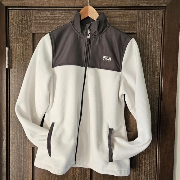 Fila Sport Jackets & Blazers - Fila Sport Women's Medium White Gray Fleece Full-zip Jacket